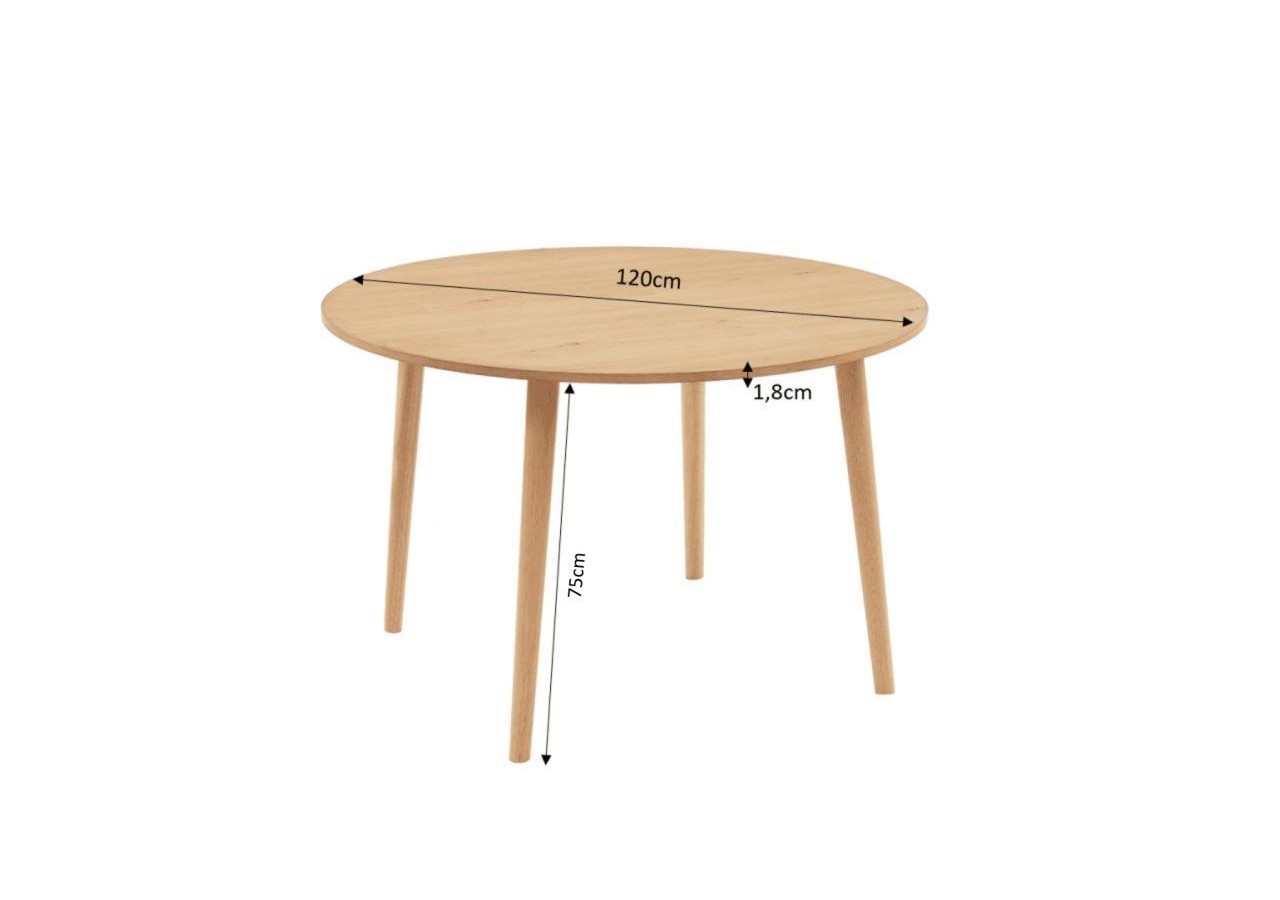 Table à manger ORATELLO placage chêne 120cm