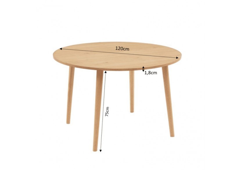 Table à manger ORATELLO placage chêne 120cm
