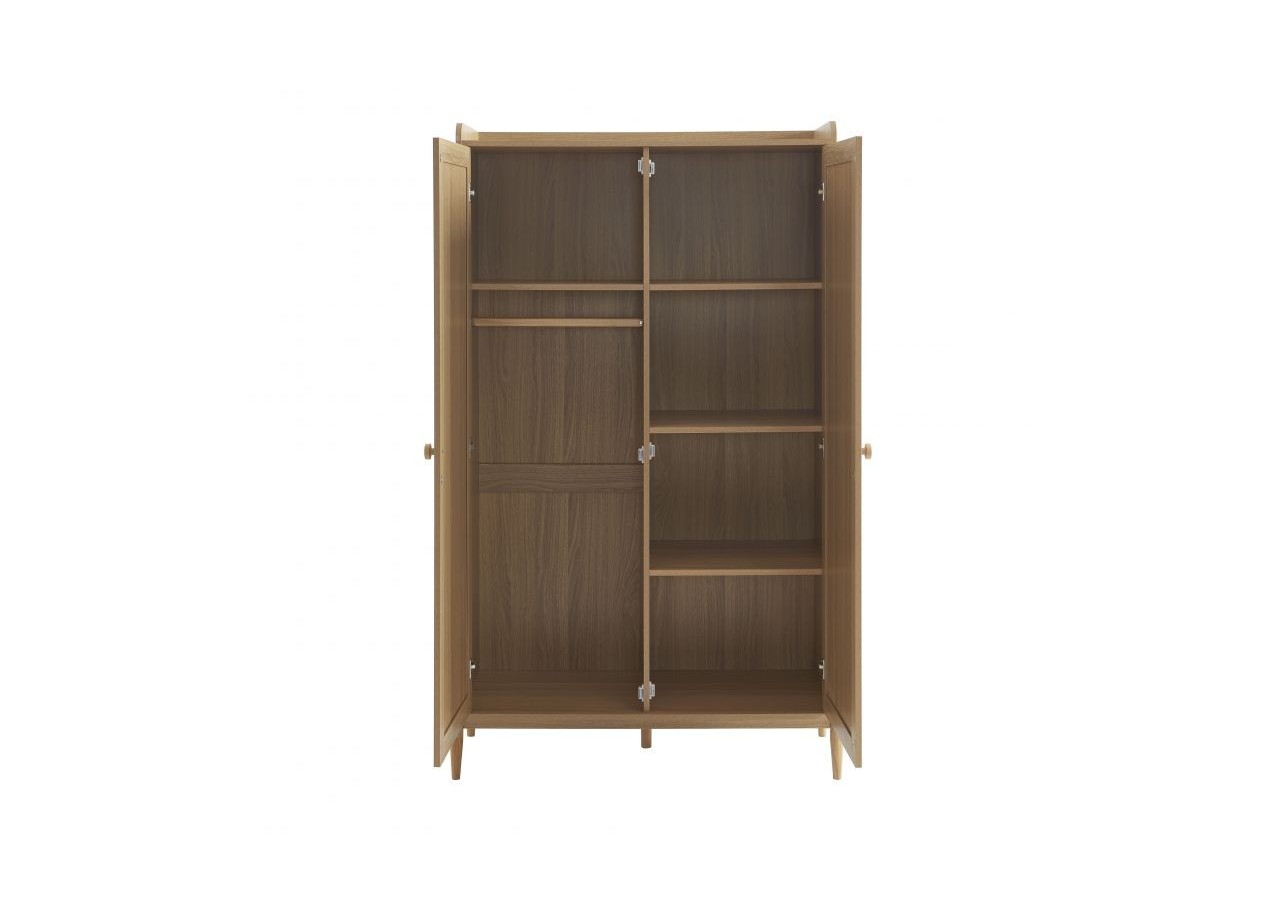 Armoire PABLO effet bois et cannage rotin 2 portes