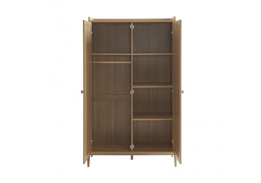 Armoire PABLO effet bois et cannage rotin 2 portes