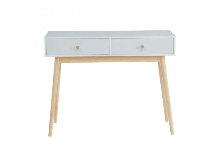 Console PETRA laqué blanc mat 2 tiroirs 100cm