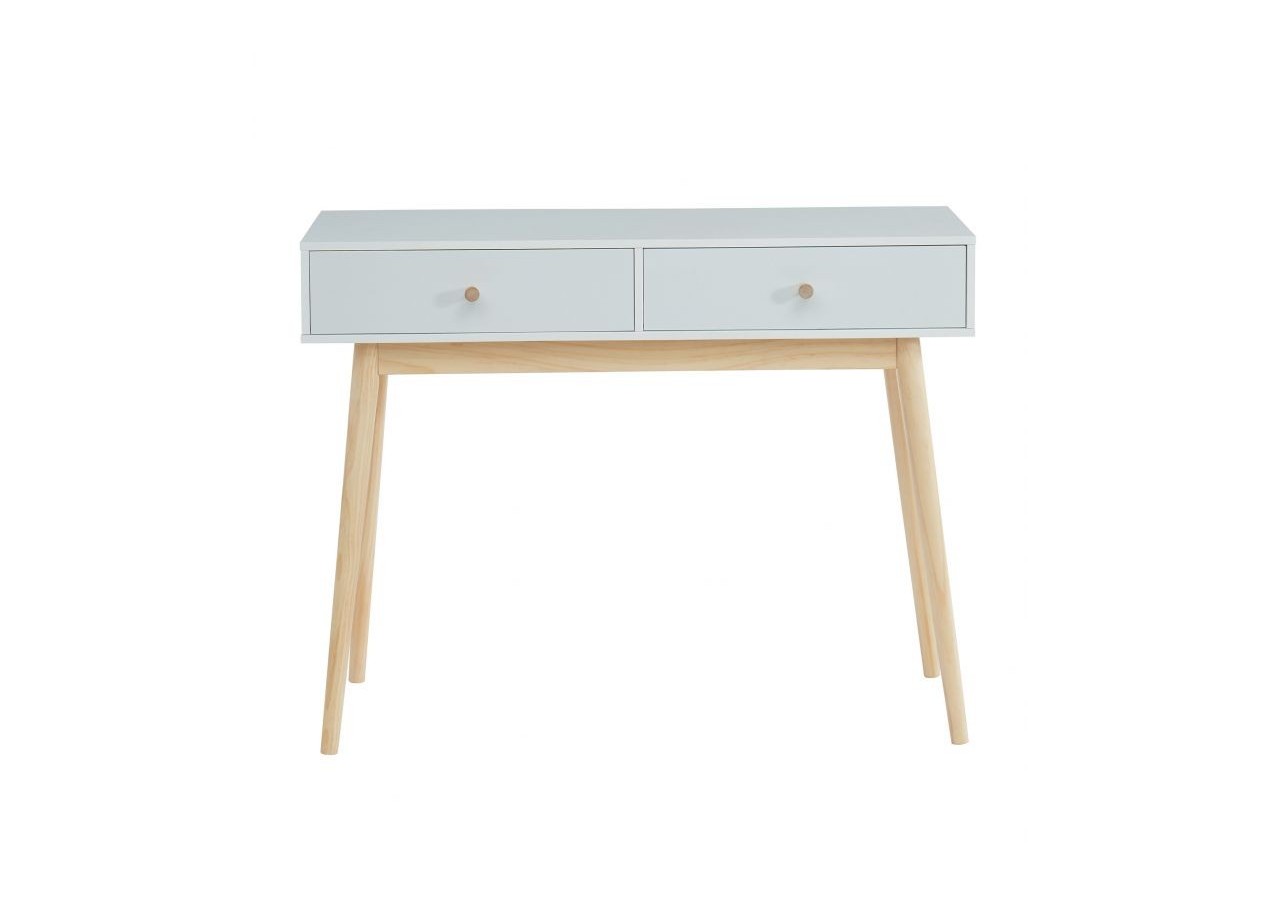 Console PETRA laqué blanc mat 2 tiroirs 100cm