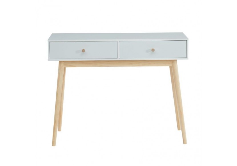 Console PETRA laqué blanc mat 2 tiroirs 100cm