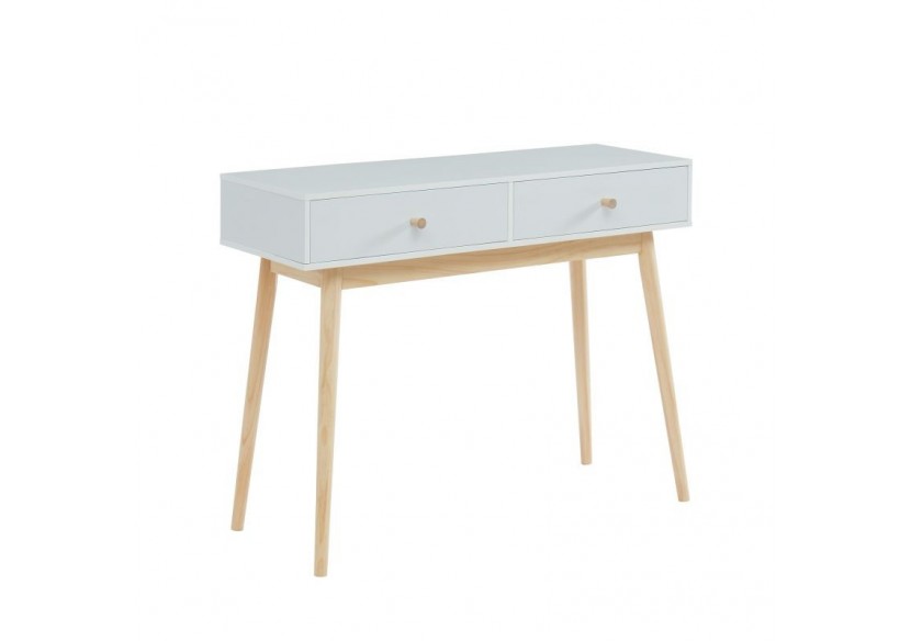 Console PETRA laqué blanc mat 2 tiroirs 100cm