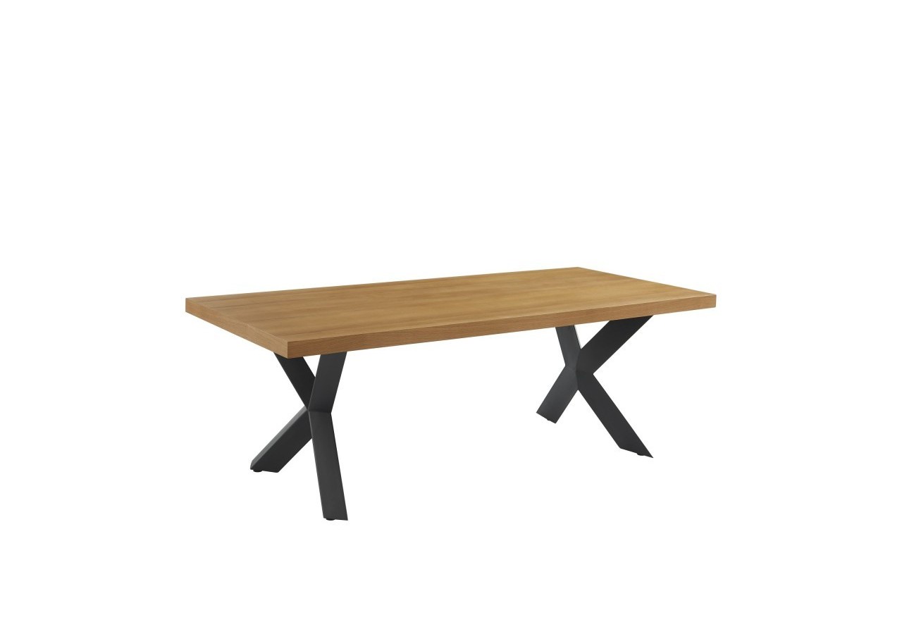 Table à manger PLATON placage chêne et métal noir 220cm
