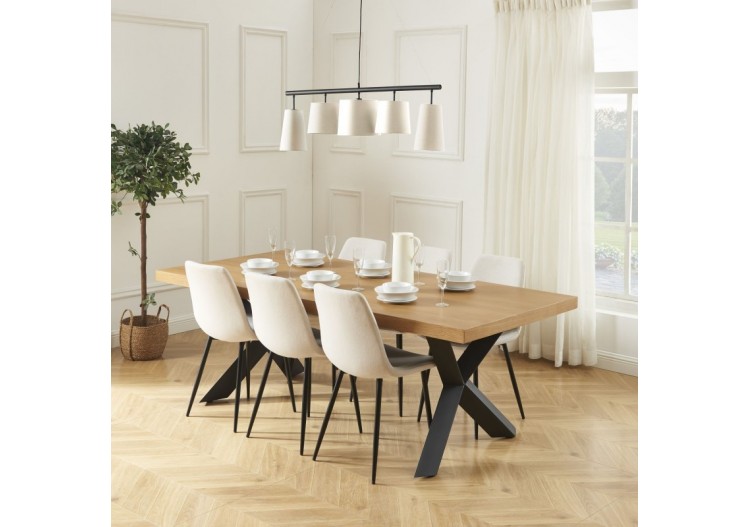 Table à manger PLATON placage chêne et métal noir 220cm 2