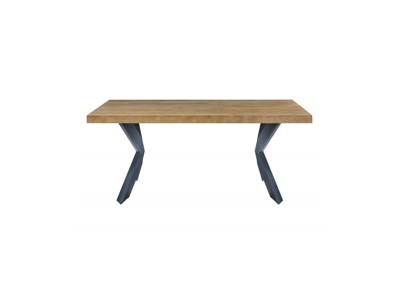 Table de séjour PLATON placage chêne et métal noir 180cm