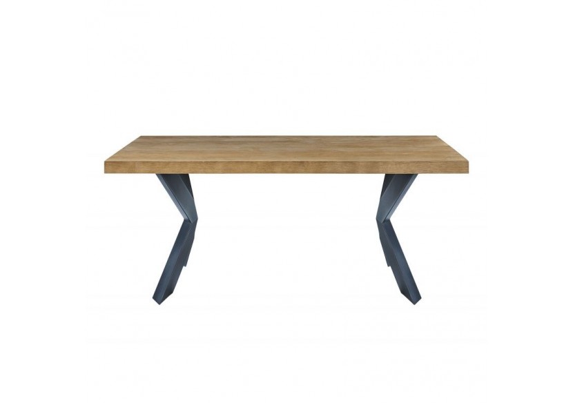 Table de séjour PLATON placage chêne et métal noir 180cm