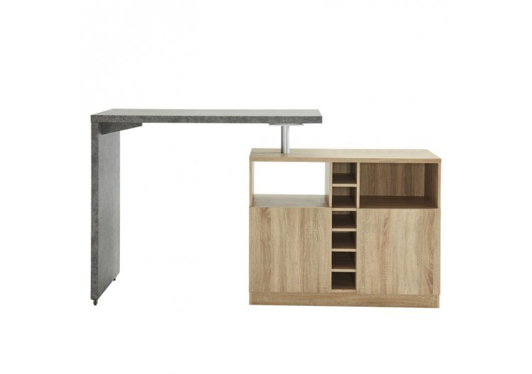 Table de bar POLY effet bois et béton pivotante 126 à 191cm