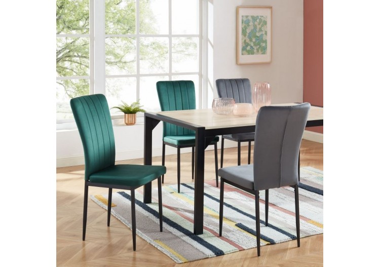 Lot de 2 chaises POPPY velours gris anthracite pieds métal noir 2