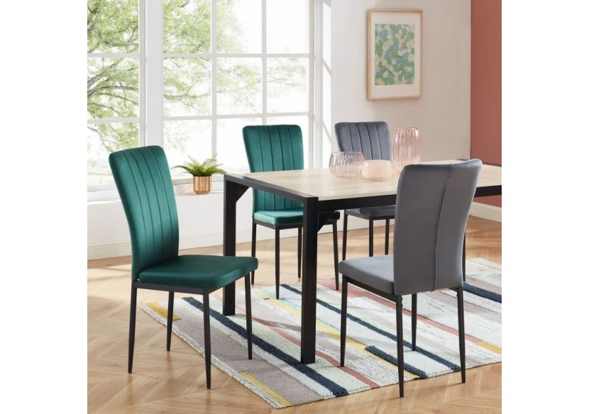 Lot de 2 chaises POPPY velours gris anthracite pieds métal noir