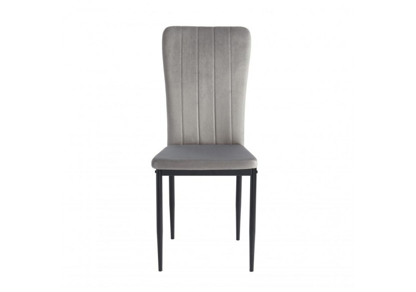Lot de 2 chaises POPPY velours gris pieds métal noir