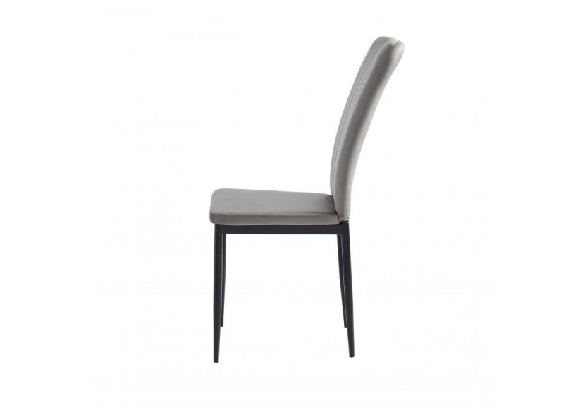 Lot de 2 chaises POPPY velours gris pieds métal noir