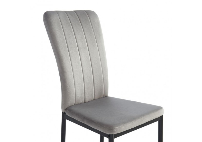 Lot de 2 chaises POPPY velours gris pieds métal noir