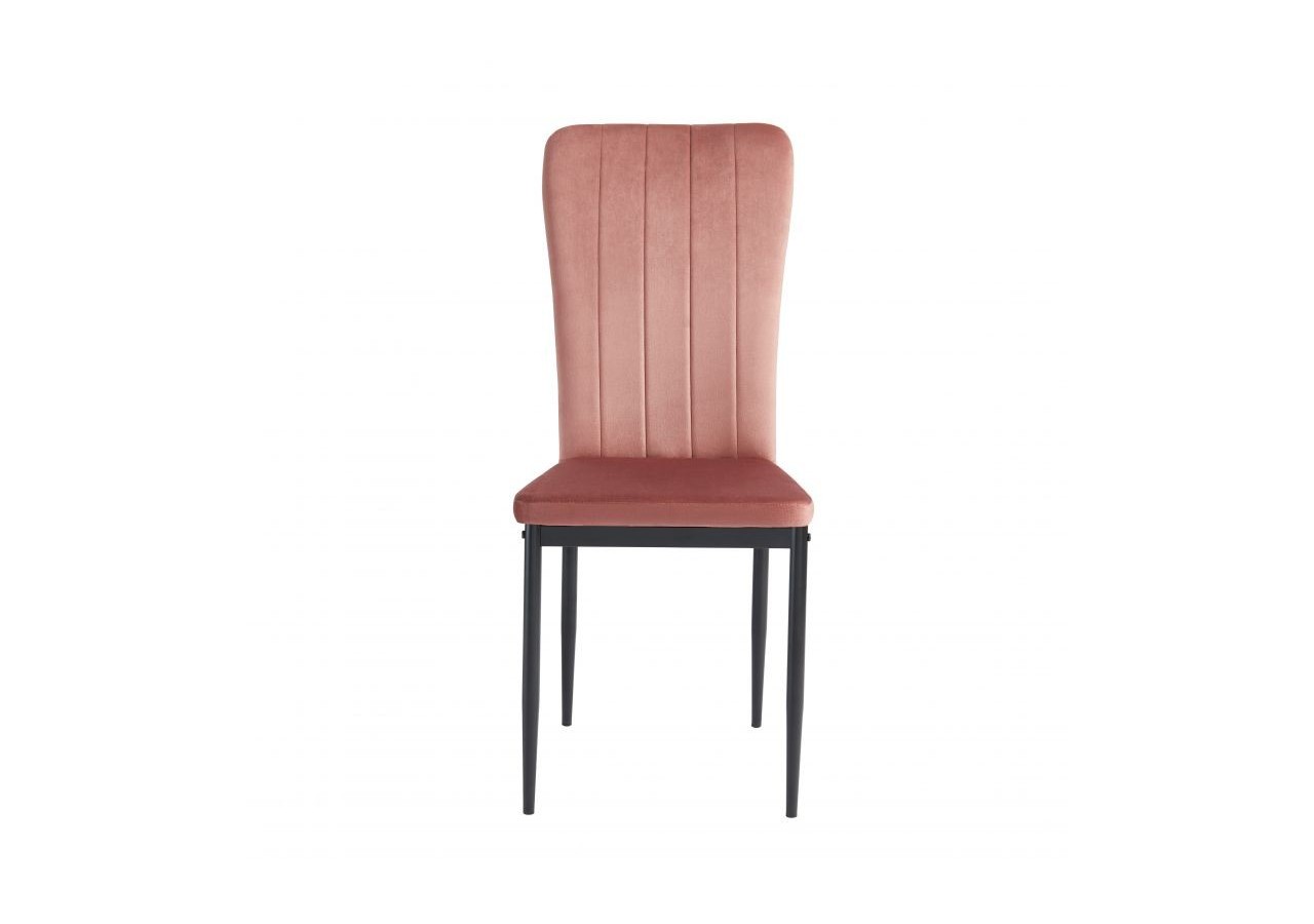 Lot de 2 chaises POPPY velours rose pieds métal noir