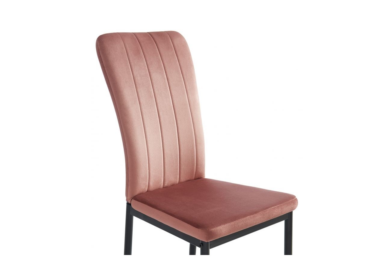 Lot de 2 chaises POPPY velours rose pieds métal noir