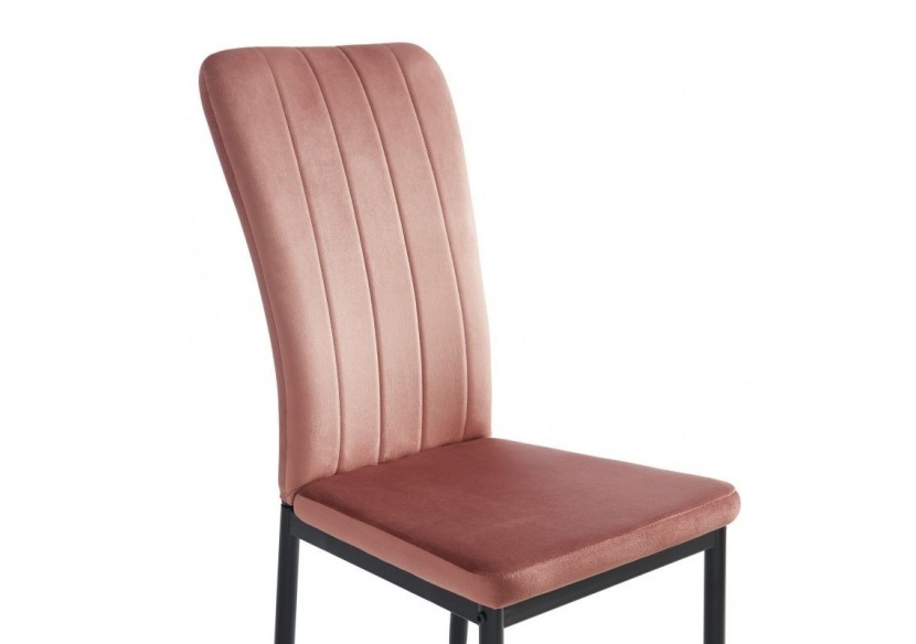 Lot de 2 chaises POPPY velours rose pieds métal noir