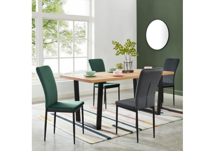 Lot de 2 chaises POPPY velours vert pieds métal noir 2