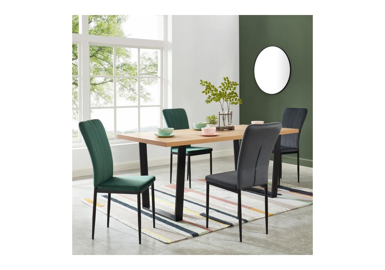 Lot de 2 chaises POPPY velours vert pieds métal noir