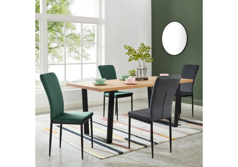 Lot de 2 chaises POPPY velours vert pieds métal noir