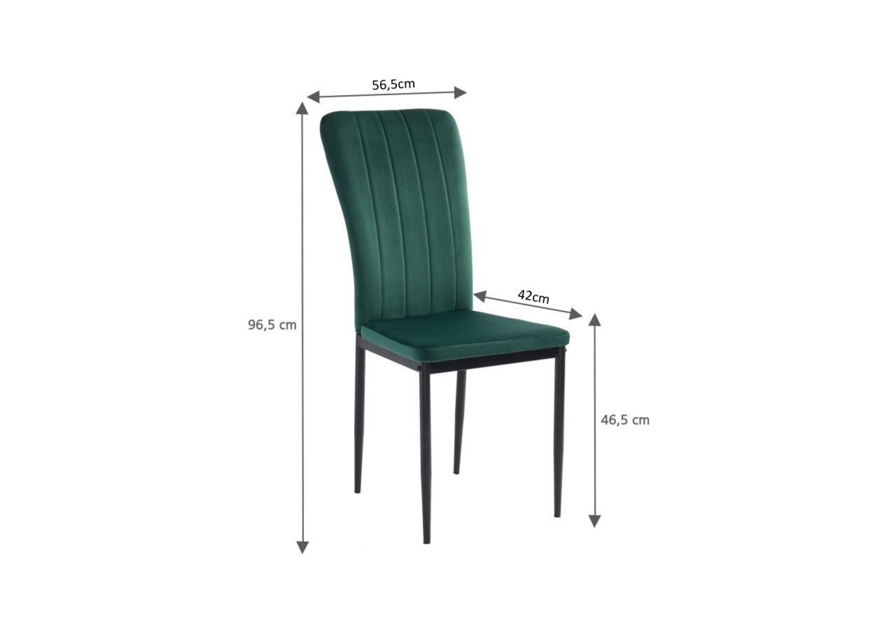 Lot de 2 chaises POPPY velours vert pieds métal noir