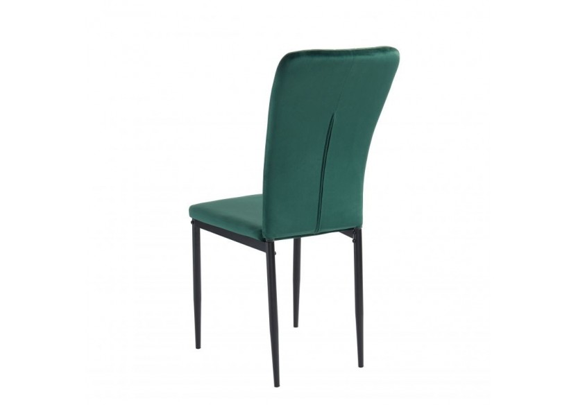 Lot de 2 chaises POPPY velours vert pieds métal noir