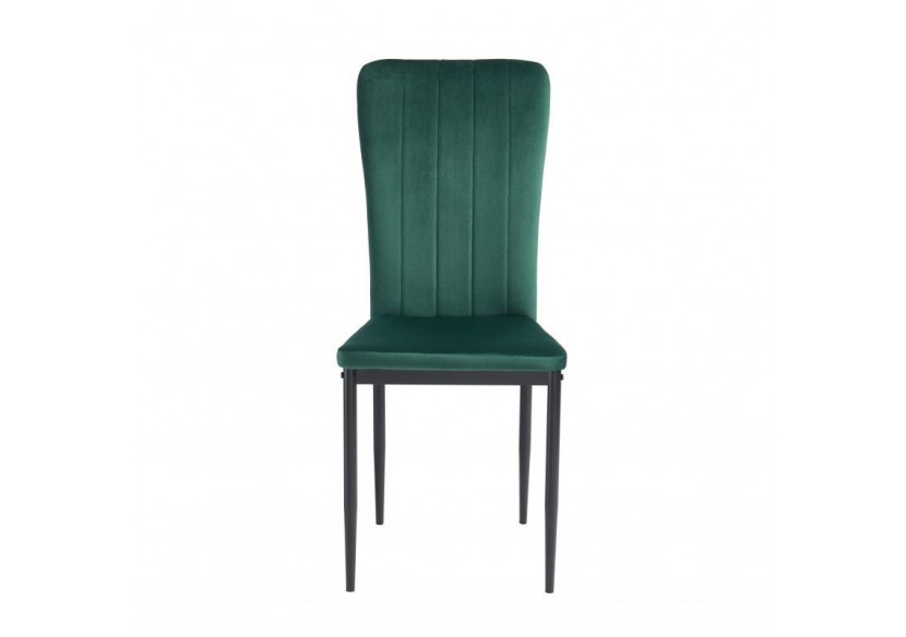 Lot de 2 chaises POPPY velours vert pieds métal noir