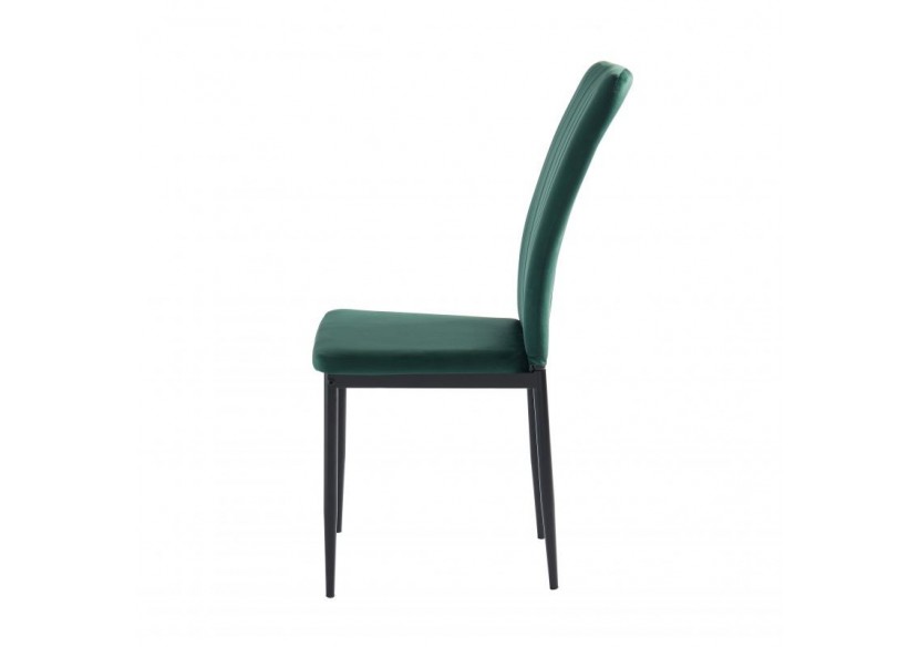 Lot de 2 chaises POPPY velours vert pieds métal noir