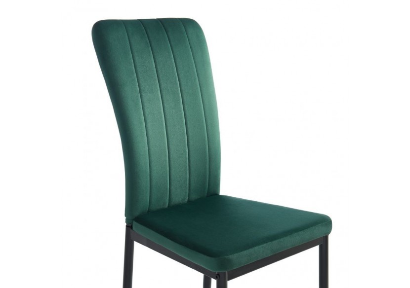 Lot de 2 chaises POPPY velours vert pieds métal noir