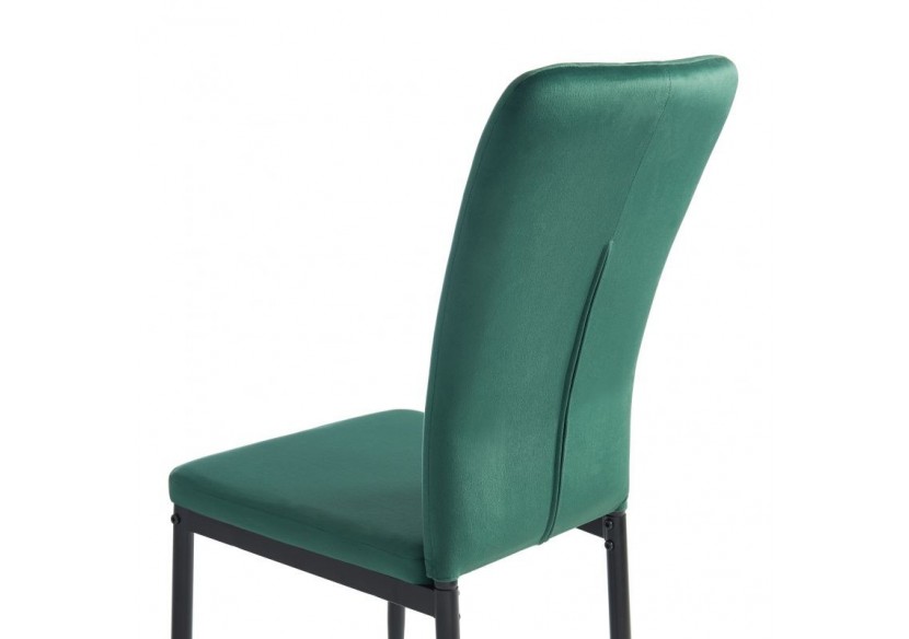 Lot de 2 chaises POPPY velours vert pieds métal noir