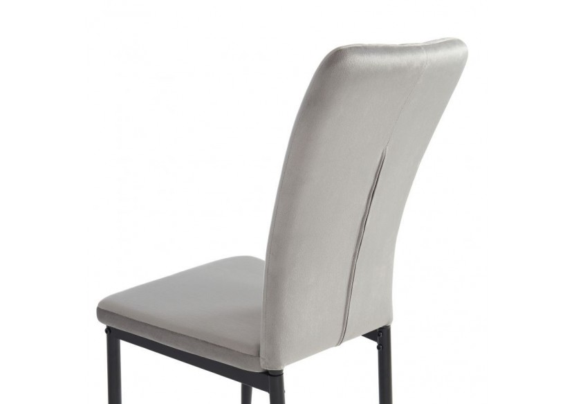Lot de 4 chaises POPPY velours gris pieds métal noir