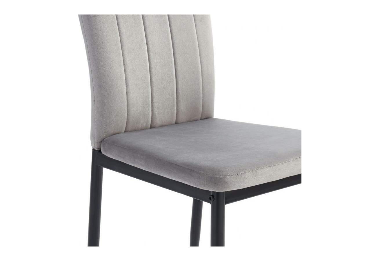 Lot de 4 chaises POPPY velours gris pieds métal noir