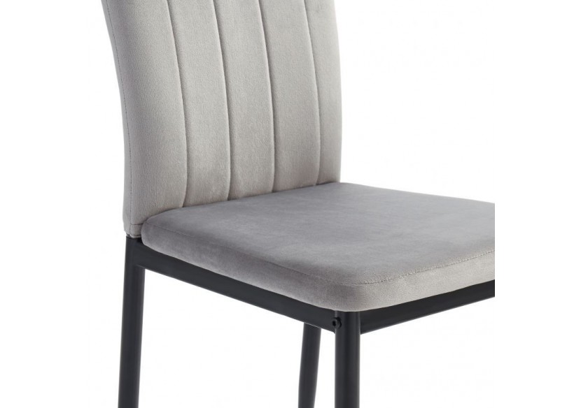 Lot de 4 chaises POPPY velours gris pieds métal noir