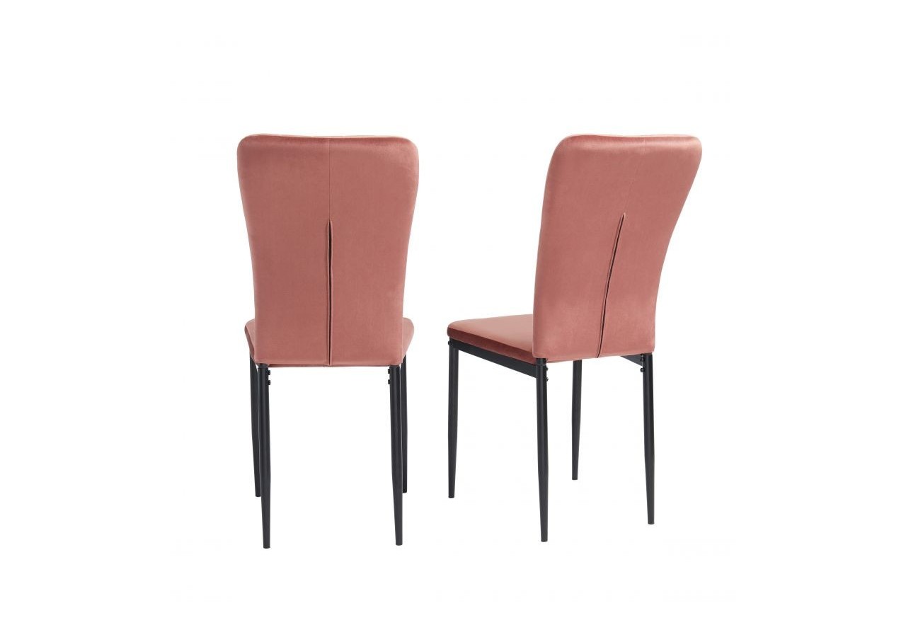 Lot de 4 chaises POPPY velours rose pieds en métal noir