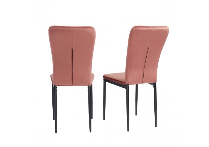 Lot de 4 chaises POPPY velours rose pieds en métal noir