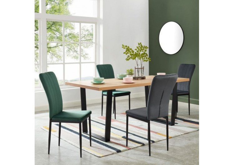 Lot de 6 chaises POPPY velours gris pieds métal noir 2