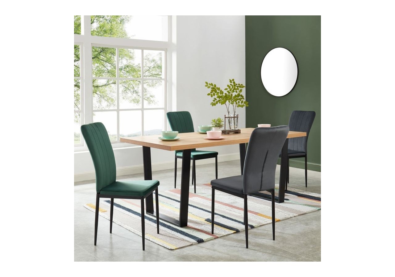 Lot de 6 chaises POPPY velours gris pieds métal noir