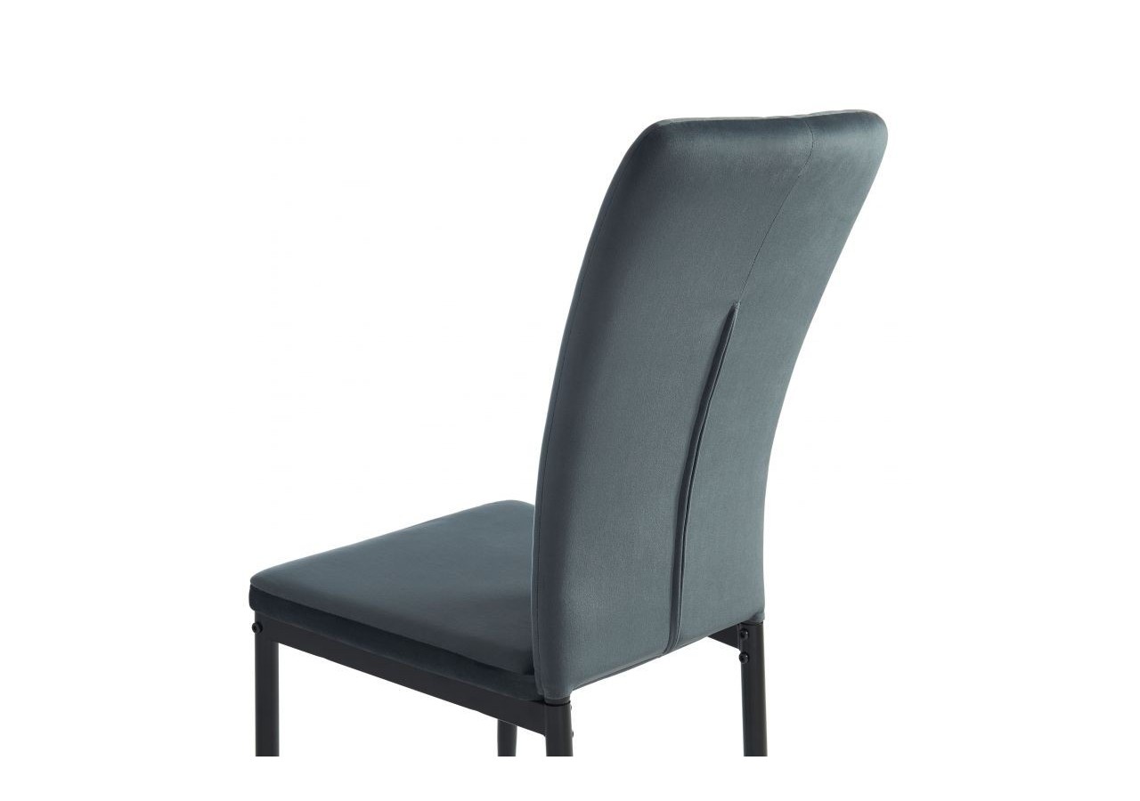 Lot de 6 chaises POPPY velours gris pieds métal noir