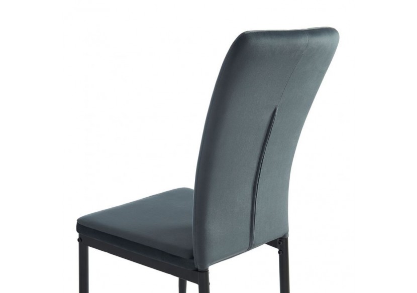 Lot de 6 chaises POPPY velours gris pieds métal noir