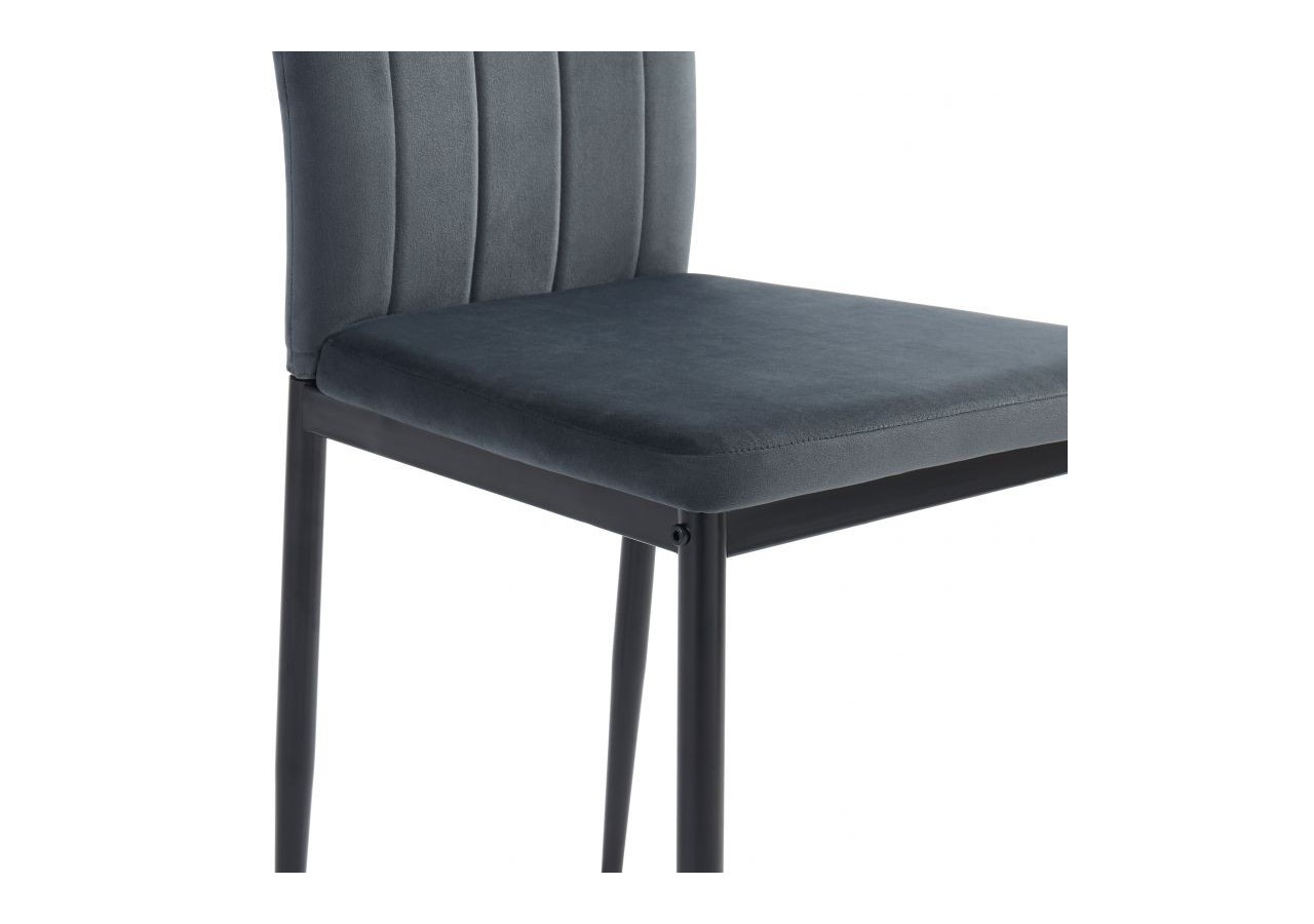 Lot de 6 chaises POPPY velours gris pieds métal noir
