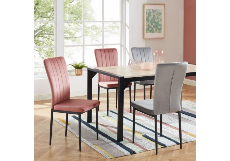 Lot de 6 chaises POPPY velours gris pieds métal noir 2