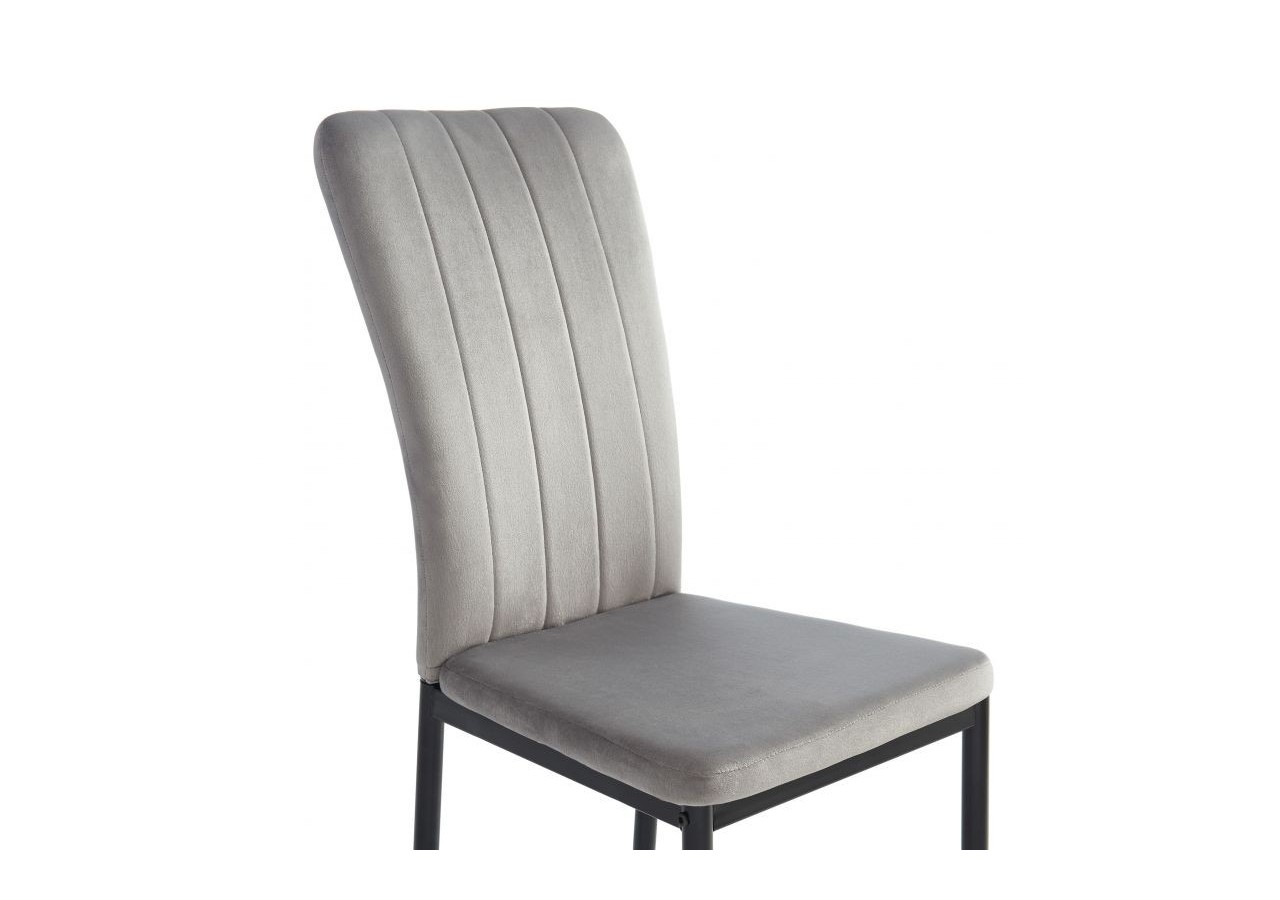 Lot de 6 chaises POPPY velours gris pieds métal noir