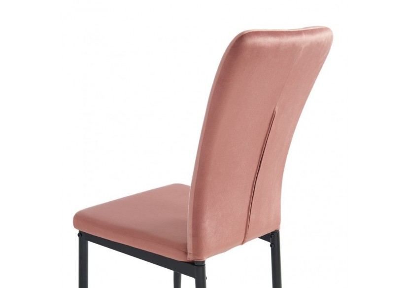 Lot de 6 chaises POPPY velours rose pieds métal noir