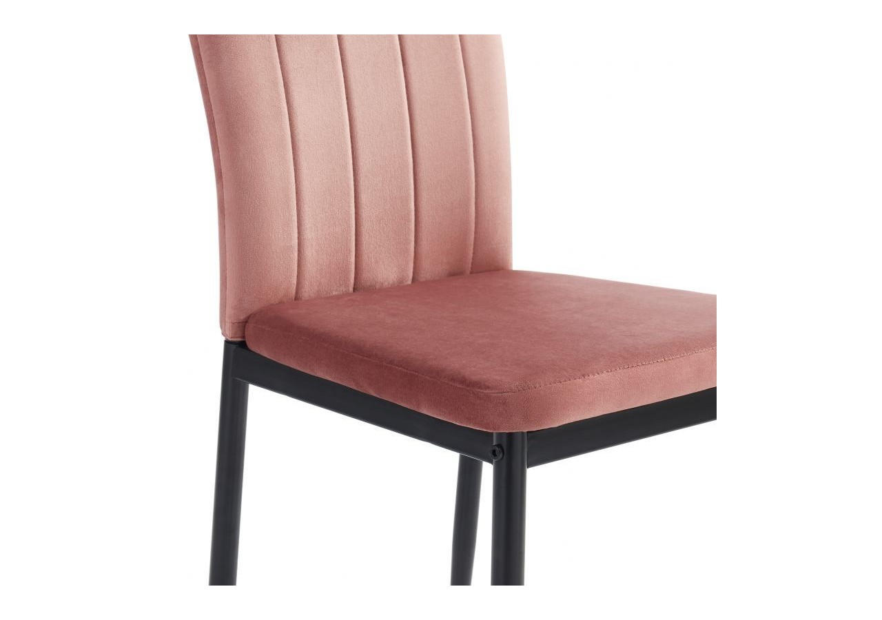 Lot de 6 chaises POPPY velours rose pieds métal noir