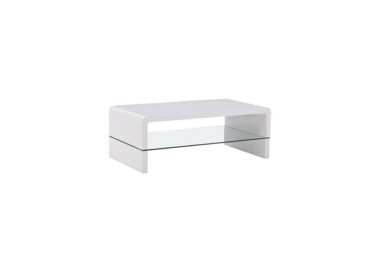 Table basse PRIMIS laqué blanc brillant double plateau en verre