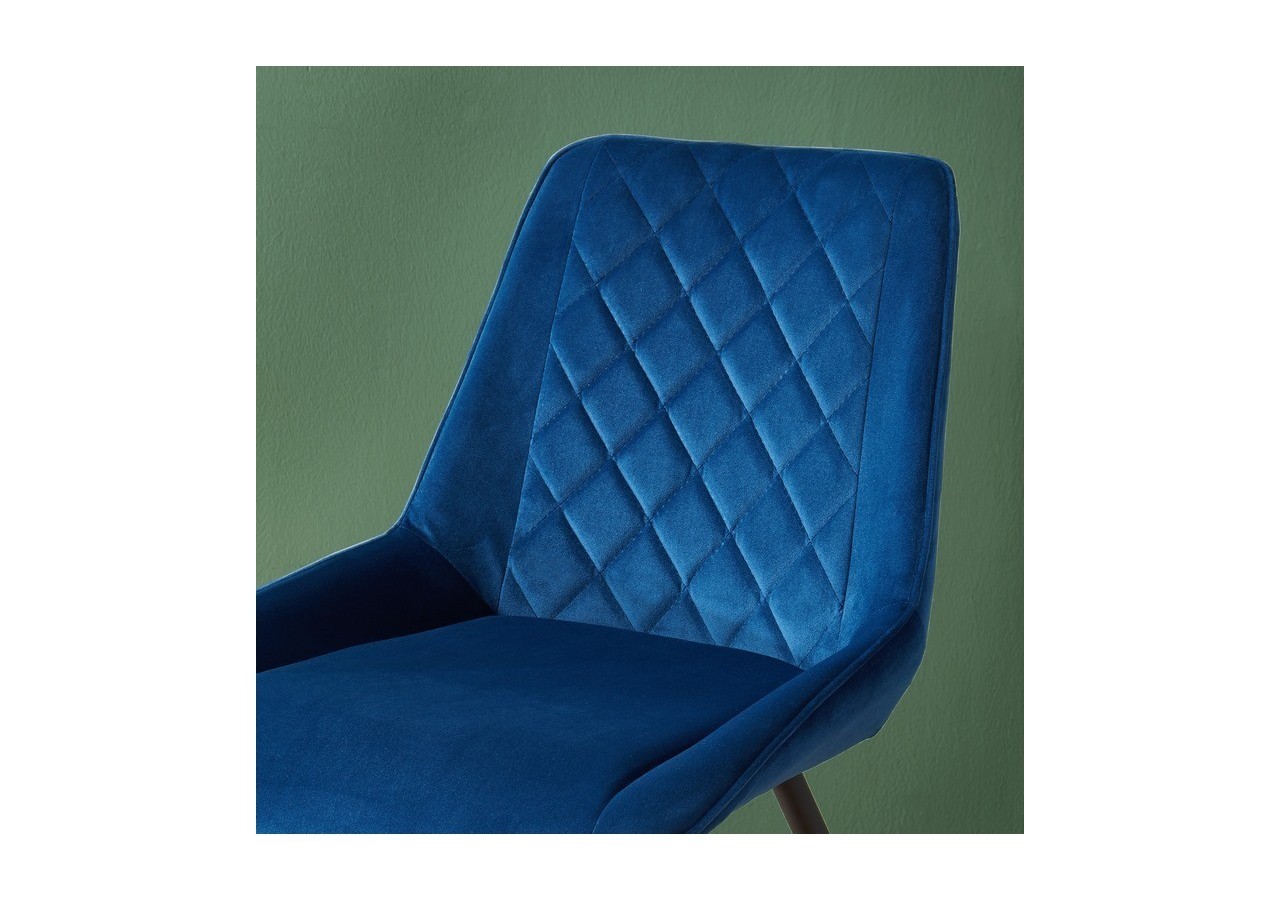 Lot de 2 chaises ROMY velours bleu pieds métal noir