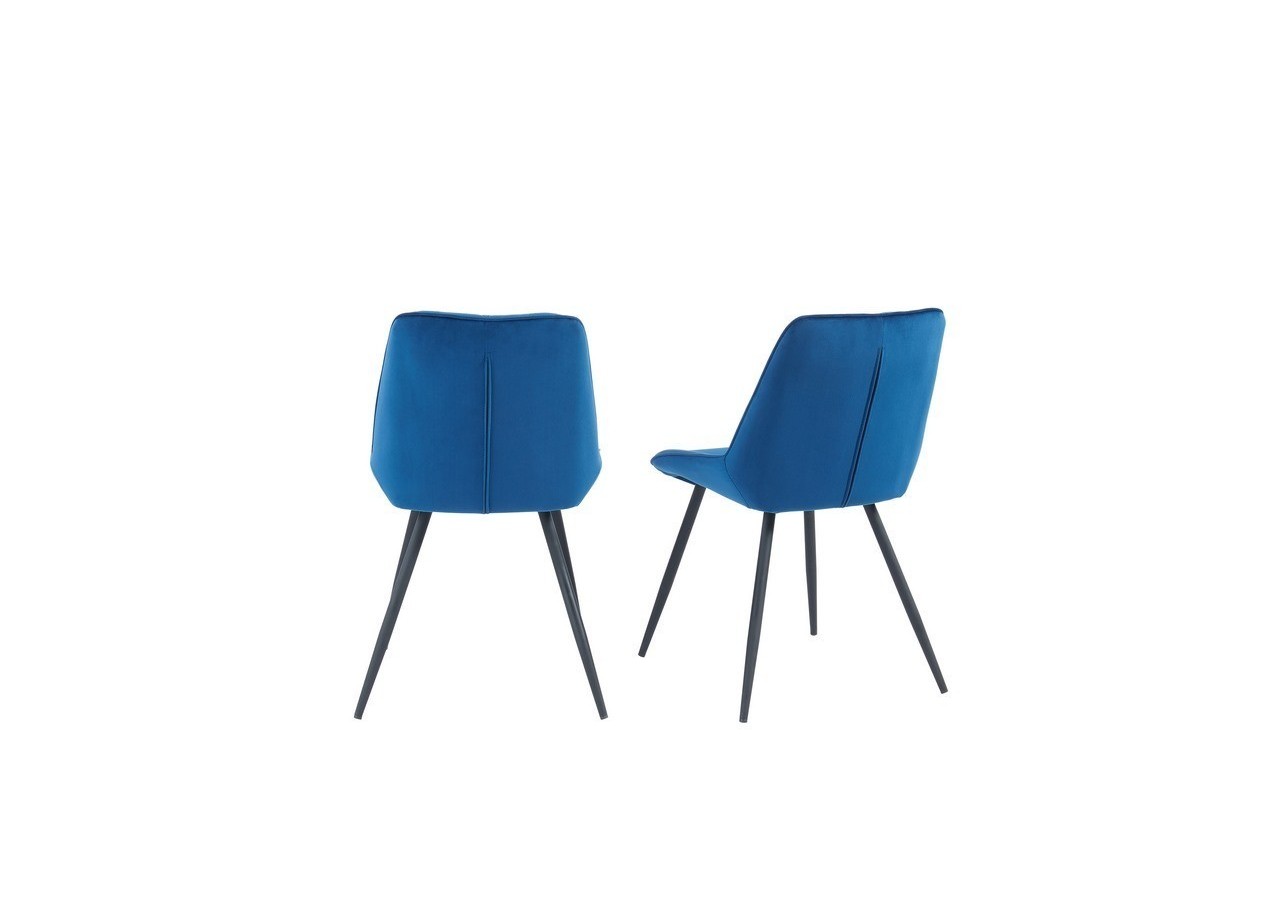 Lot de 2 chaises ROMY velours bleu pieds métal noir