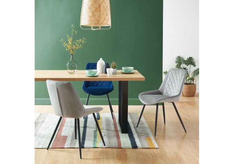 Lot de 2 chaises ROMY velours gris clair pieds métal noir 2