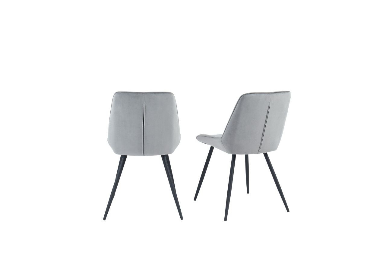 Lot de 2 chaises ROMY velours gris clair pieds métal noir