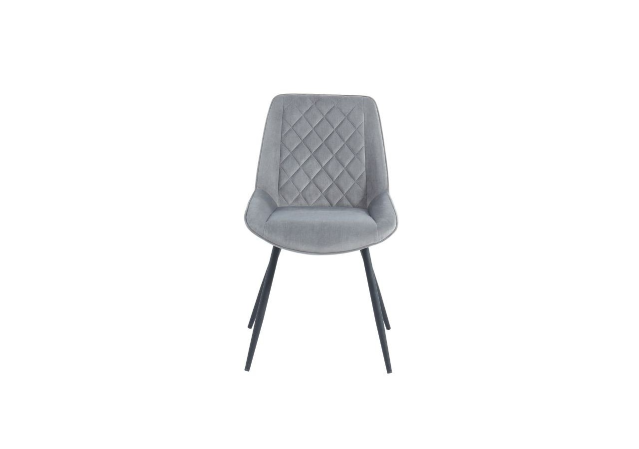 Lot de 2 chaises ROMY velours gris clair pieds métal noir